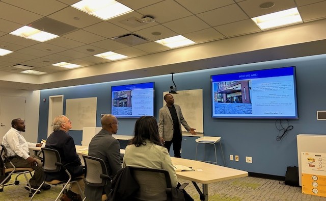 Glass Facades (Cohort 8, Track 1) presenting their Growth Plan Presentation to a panel of experts. Glass Facades (Cohort 8, Track 1)