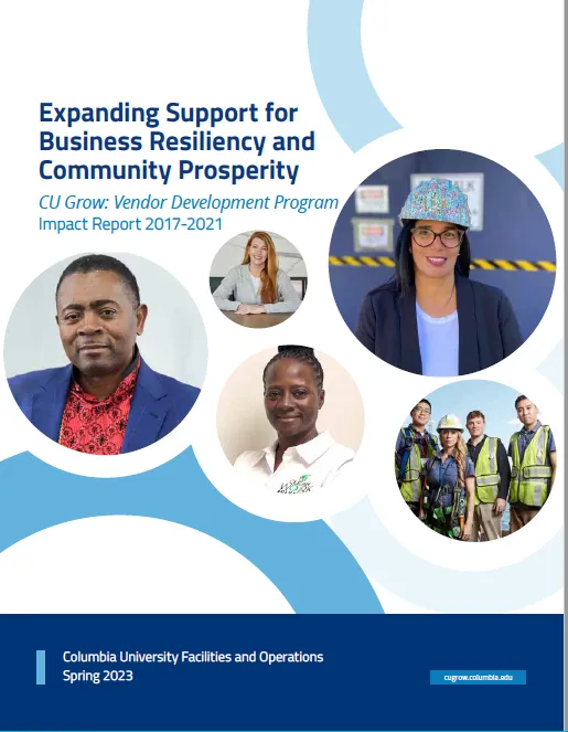 CU Grow Impact Report Cover photo with report title and five photos of program graduates